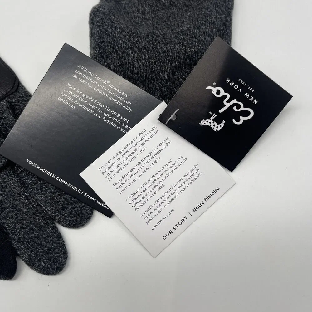 Echo Touch Womens Gloves Dark Gray Sz L/XL New